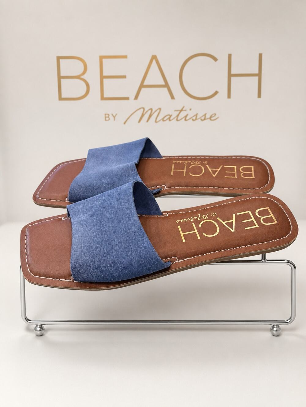 Beach by Matisse Blue Double Band Slide Sandals NWOB Women’s 8M